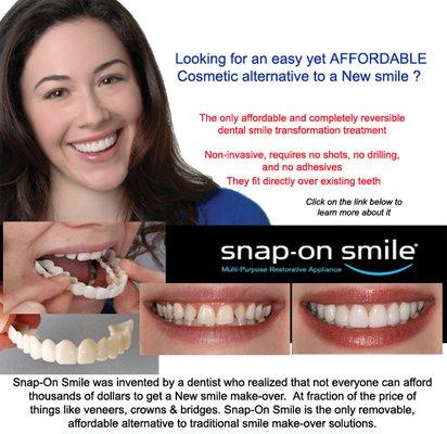 SnapOn Smile can you give a Hollywood smile in two easy appointments with no invasive procedures. Call us NOW and make your appointment.