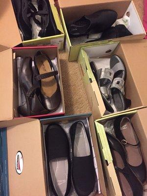 All the Danskos and Naots I bought at 25% off (Mother's day sale)!