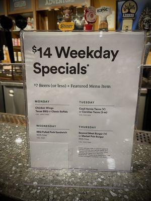 12/11/23 Weekday Specials