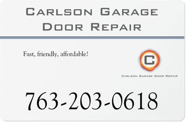 Call today! 763-203-0618.  Broken, Spring, give us a ring!  We service Minneapolis, St. Paul and Twin Cities www.CarlsonGarageDoorRepair.com