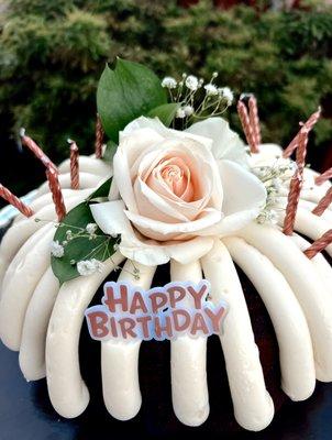 Happy 74th Birthday, Dad! Chocolate chocolate chip with cream cheese + I added flowers.