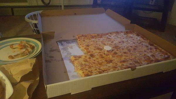 Party size pizza, xtra cheese!