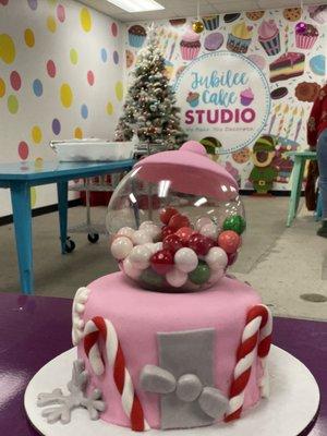 Christmas gumball cake