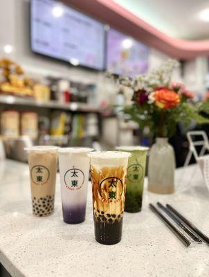 Variety of Tea and Latte Drinks [Bubble Milk Tea, Taro Fresh Milk, Brown Sugar Milk Tea, Matcha Tea Latte]