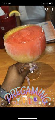 Medium Peach and strawberry frozen Margarita