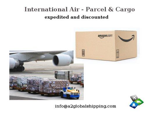 International air: parcels and freight.  Express and discounted.  Commercial cargo, personal effects and excess baggage.