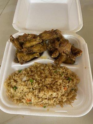 Honey Lemon Pepper Wings and Fried Rice