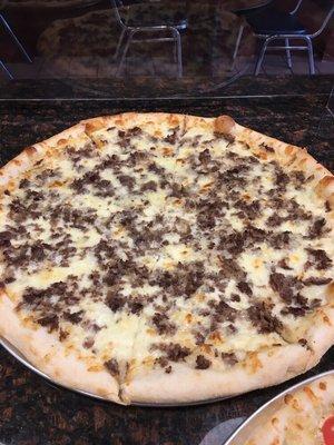 Cheesesteak pizza