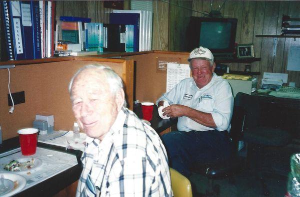 Our Founder, Gib Boerner (left) at the Seguin shop with George Chudej circa 1998