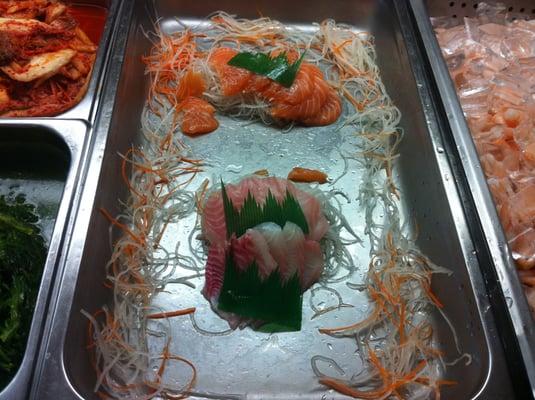 These are Sashimi. They look very beatiful and the taste is very very delicious.