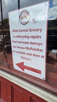 Sign at Central Grocery