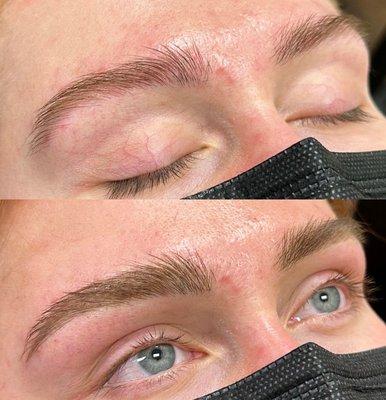 Fluffy/structured eyebrow microblading