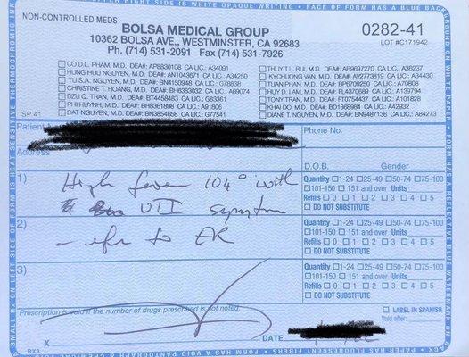 Doctor's Note for ER