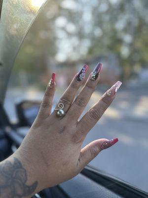 Burgundy custom nails