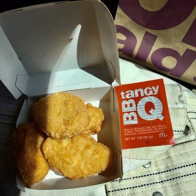 4 piece chicken McNuggets with tangy bbq sauce