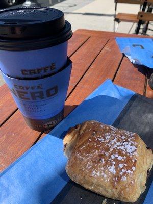 Chai Latte and Chocolate Croissant