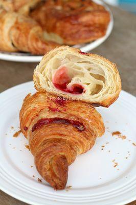 Inside of Raspberry Croissant - very good