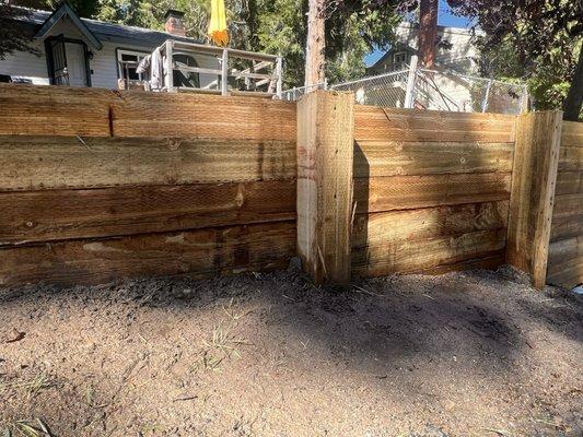 Wood retaining wall