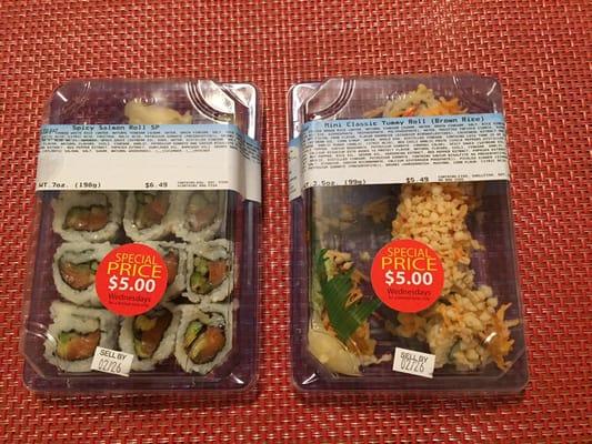 2 of the few sushi rolls on $5 Sushi Wednesday's (2/26/15)