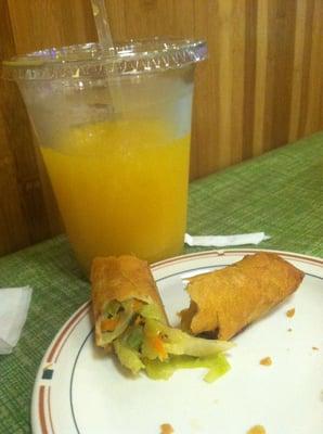 Mango juice and vegetable lumpia