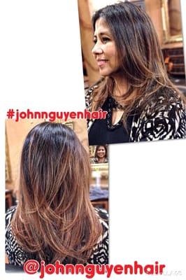 Medium brown to #caramel #ombre #balayage. @johnnguyenhair @makeupby_kimm @wellahair