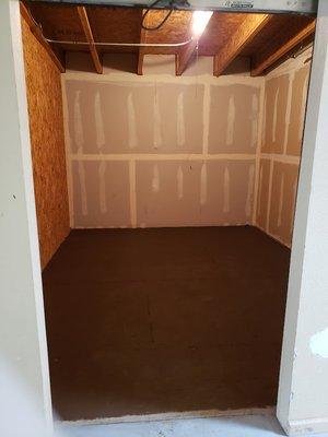 Interior unit with light, sealed & drywalled.