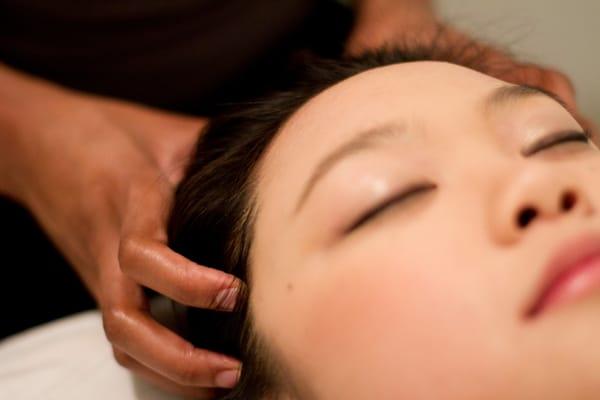 Head and scalp massage help ease tension headaches.