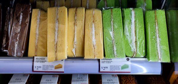 Mango and Pandan Triangle Sponge Cake