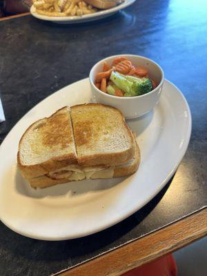 Chicken and ham sandwich, steamed veggies