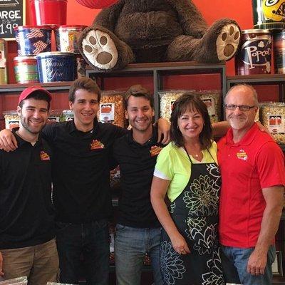 The Laughing Mountain family left to right:  Jack, Stephen, Justin, Nancy, and Mark.  We'd love to meet you!