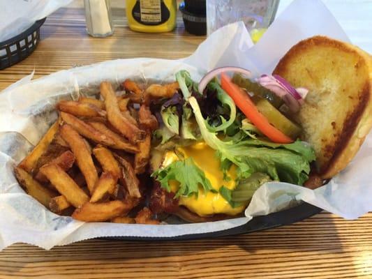 Mick's 1/4 bacon cheeseburger and hand cut fries