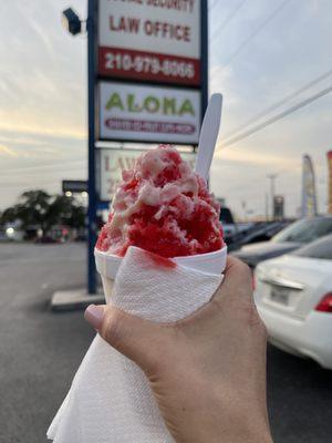 Tigers blood shaved ice with cream