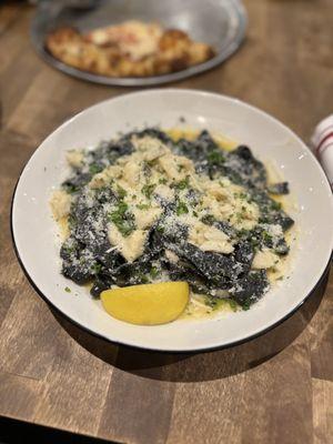 Squid Ink Tagliatelle with Crab and Herbs