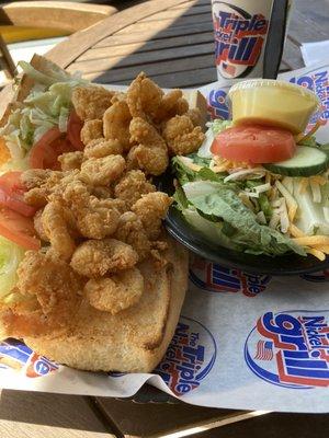 Shrimp po-boy with side salad