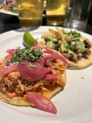 Carnitas and steak tacos