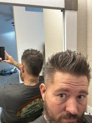 Fade to choppy faux hawk