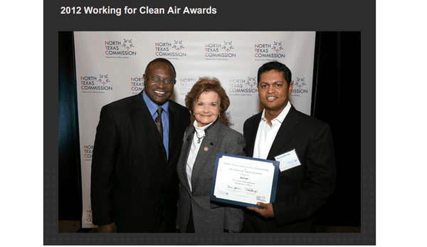 Receiving  2012 Texas Clean Air Award from Texas House of Representative (Linda Harper Brown)