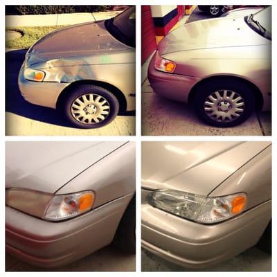 Corolla fender and headlight polish - before and after. EASY!