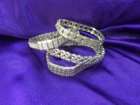 14 K White Gold Diamond Bracelets.