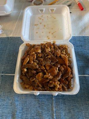 Chicken & beef teriyaki with fried rice