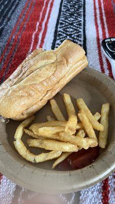 Half Philly cheese steak with fries