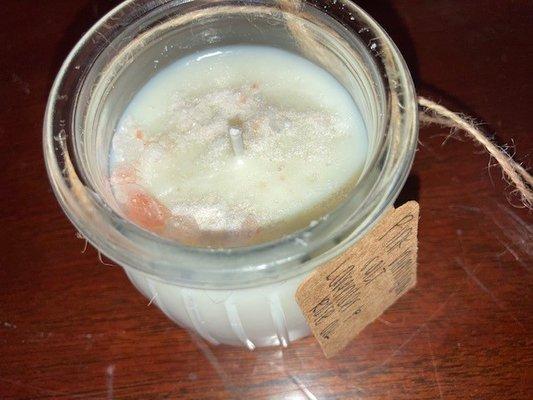 Custom Pink Himalayan Salt Soy Candle w| Rose & Lavender Oil