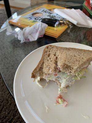 Stale bread wrecked this chicken salad sandwich.  Why would they serve stale bread?  Take-out so couldn't ask for replacement.