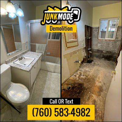 Bathroom Demolition, Junk Removal / Trash Removal In San Diego. Call or Text  (760) 583-4982