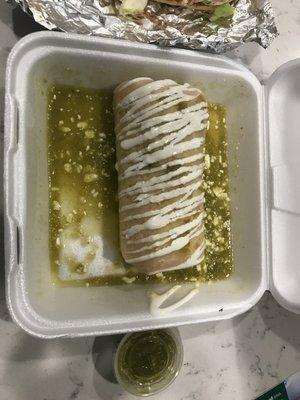 Wet chicken burrito, small in size!