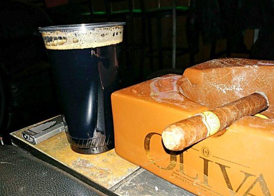 A black IPA with a Tierra Volcan cigar.