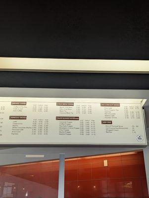 Latest menu (8/19/22).