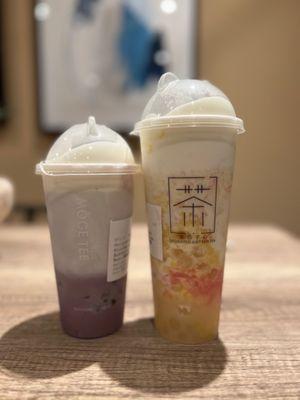 Fresh Mashed Purple Yam Bubble Milk and cheese foam mango pomelo slush