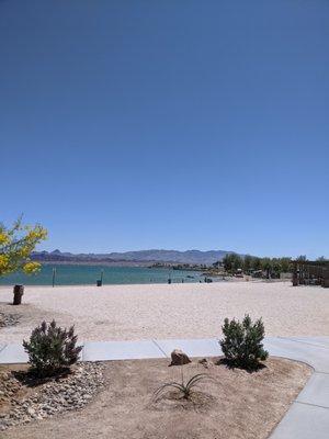 Semi-private beach with mountain view