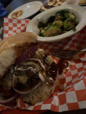 Smokehouse burger w/ brussel sprouts